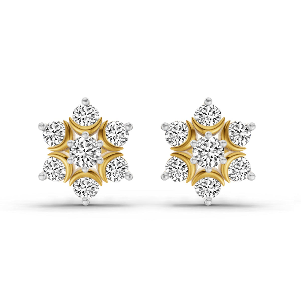 0.92 Carat Round Flower Stud Earrings 14K