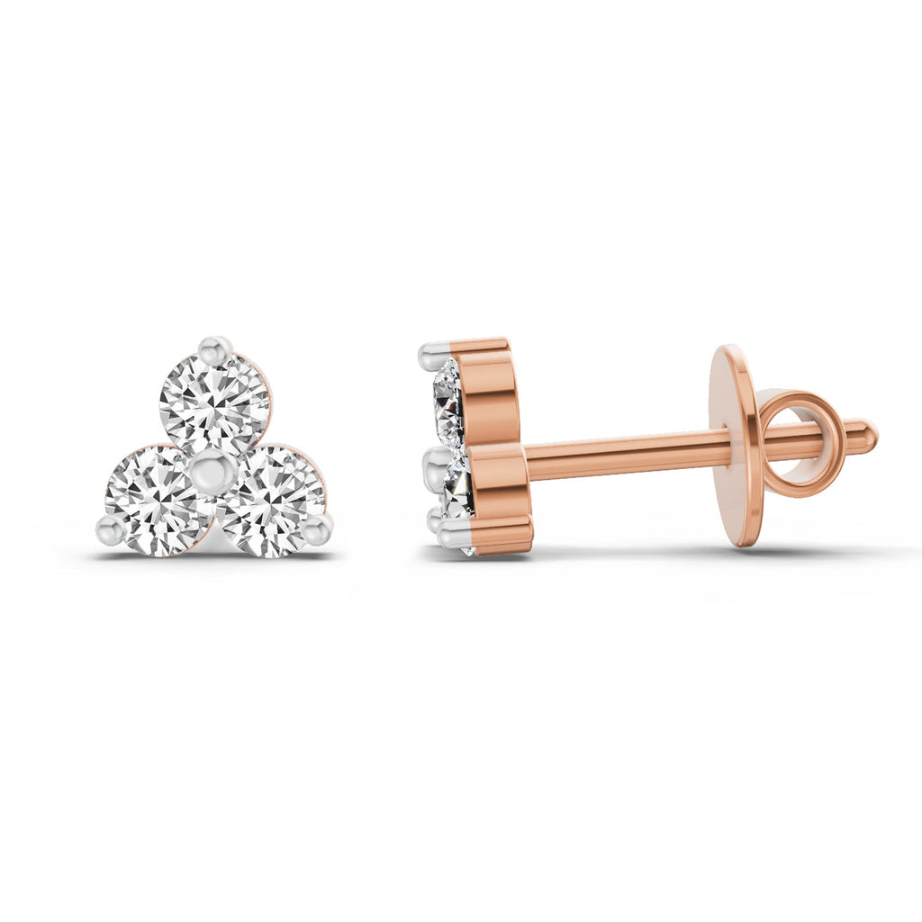 Lustrous Trio Diamond Stud Earrings