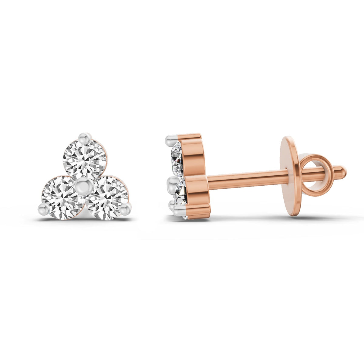 Lustrous Trio Diamond Stud Earrings
