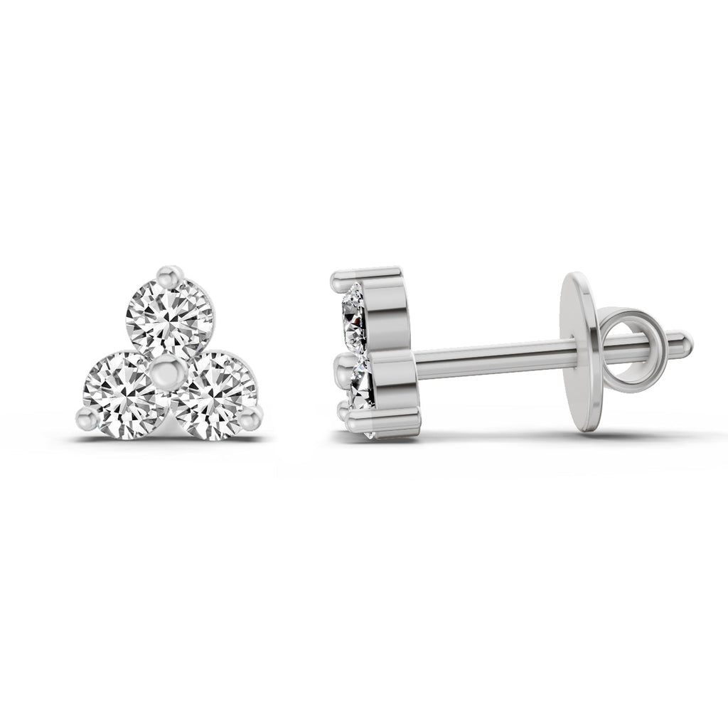 Lustrous Trio Diamond Stud Earrings