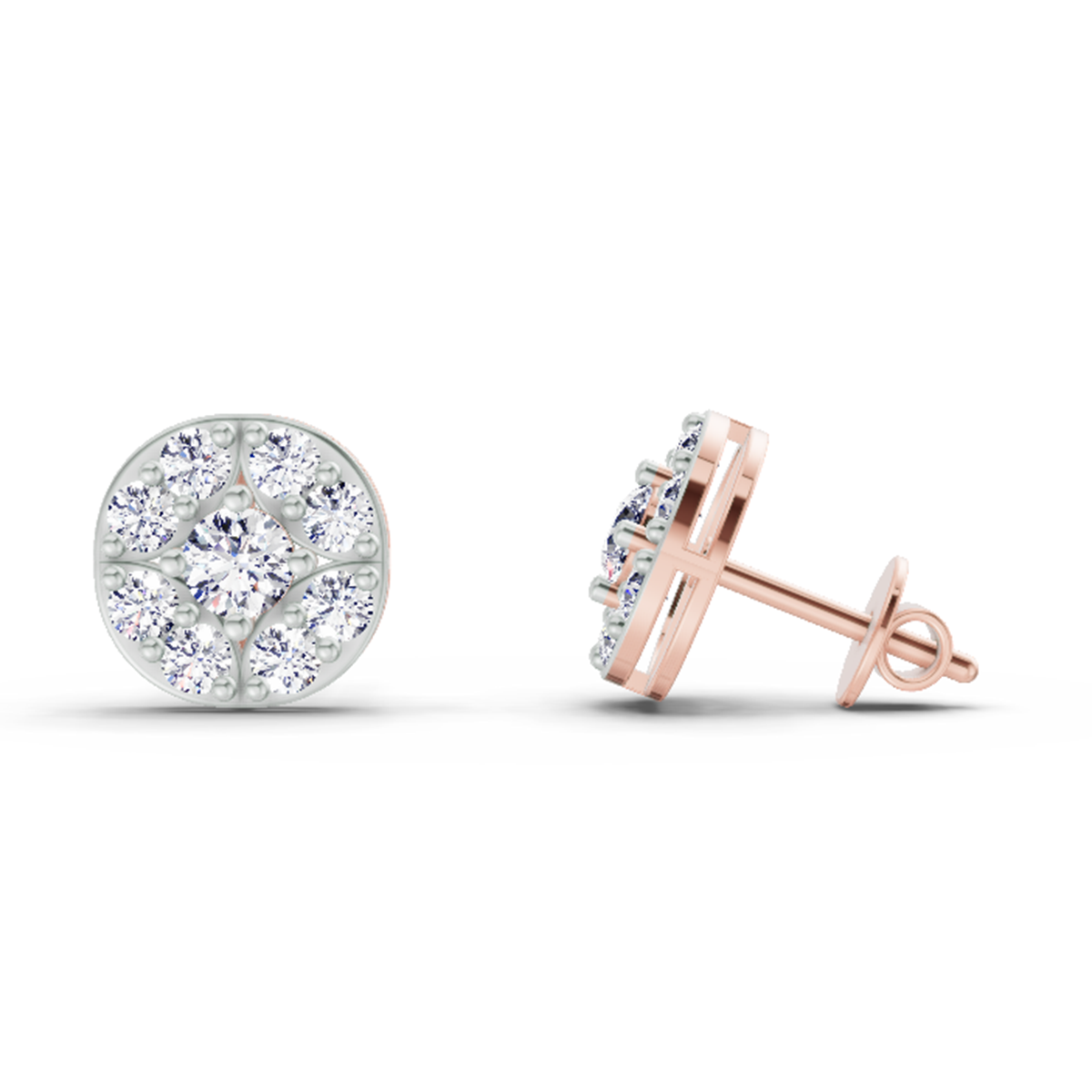 Eternal Round Cluster Diamond Stud Earrings