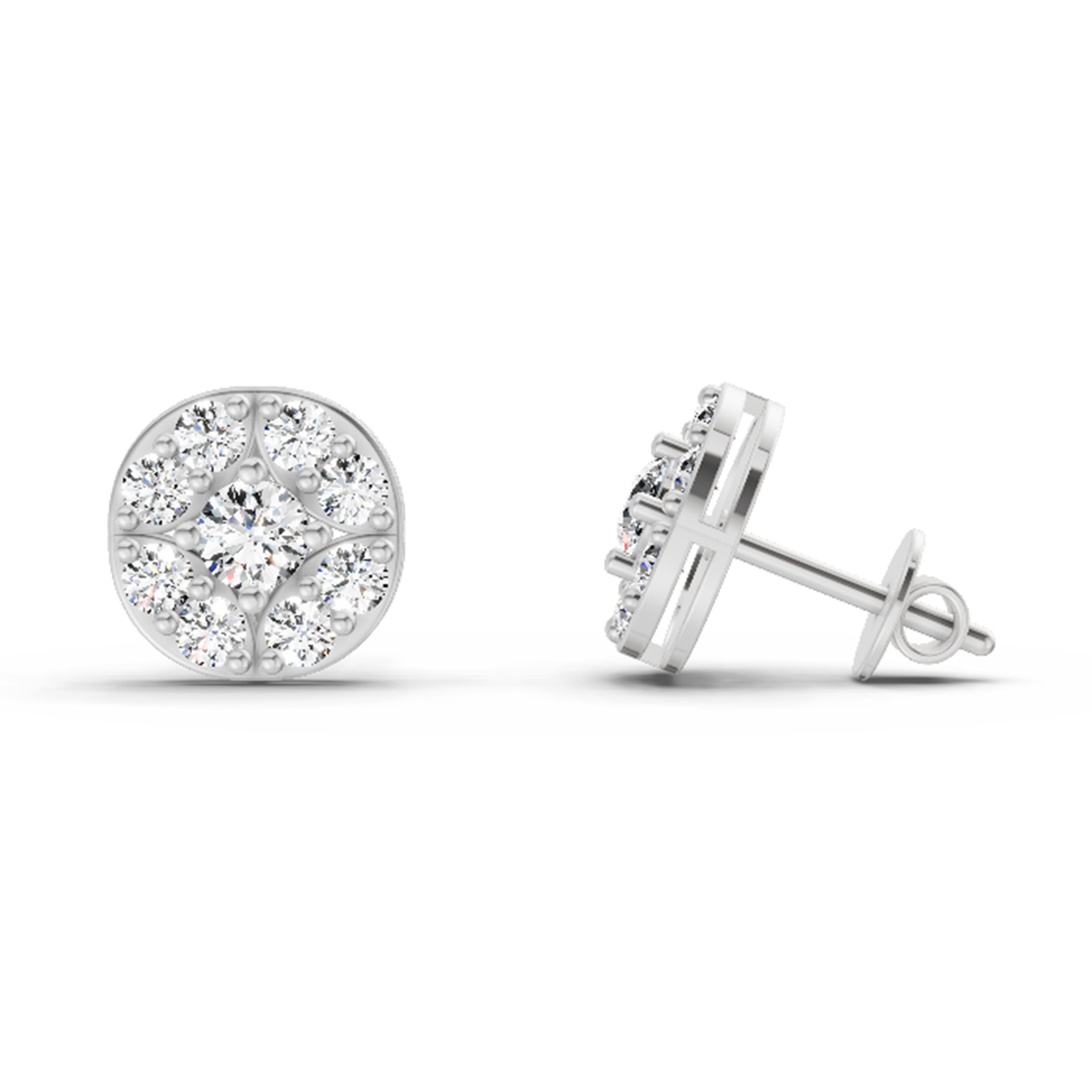 Eternal Round Cluster Diamond Stud Earrings