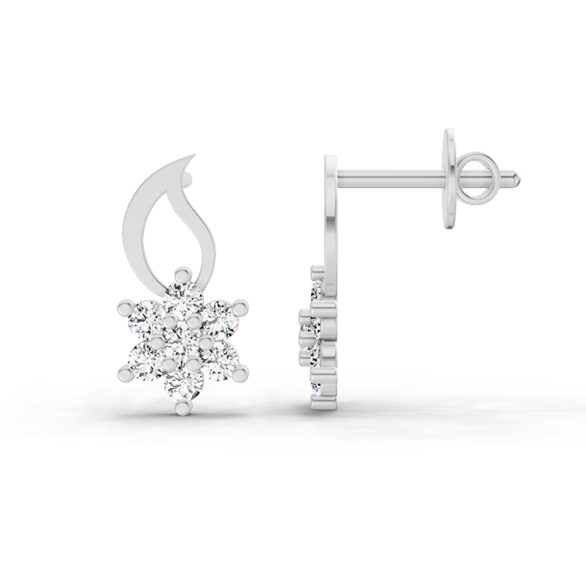 Elegant Floral Diamond Stud Earrings