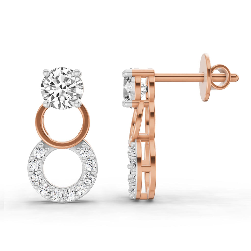 Shimmering Circle Diamond Drop Earrings