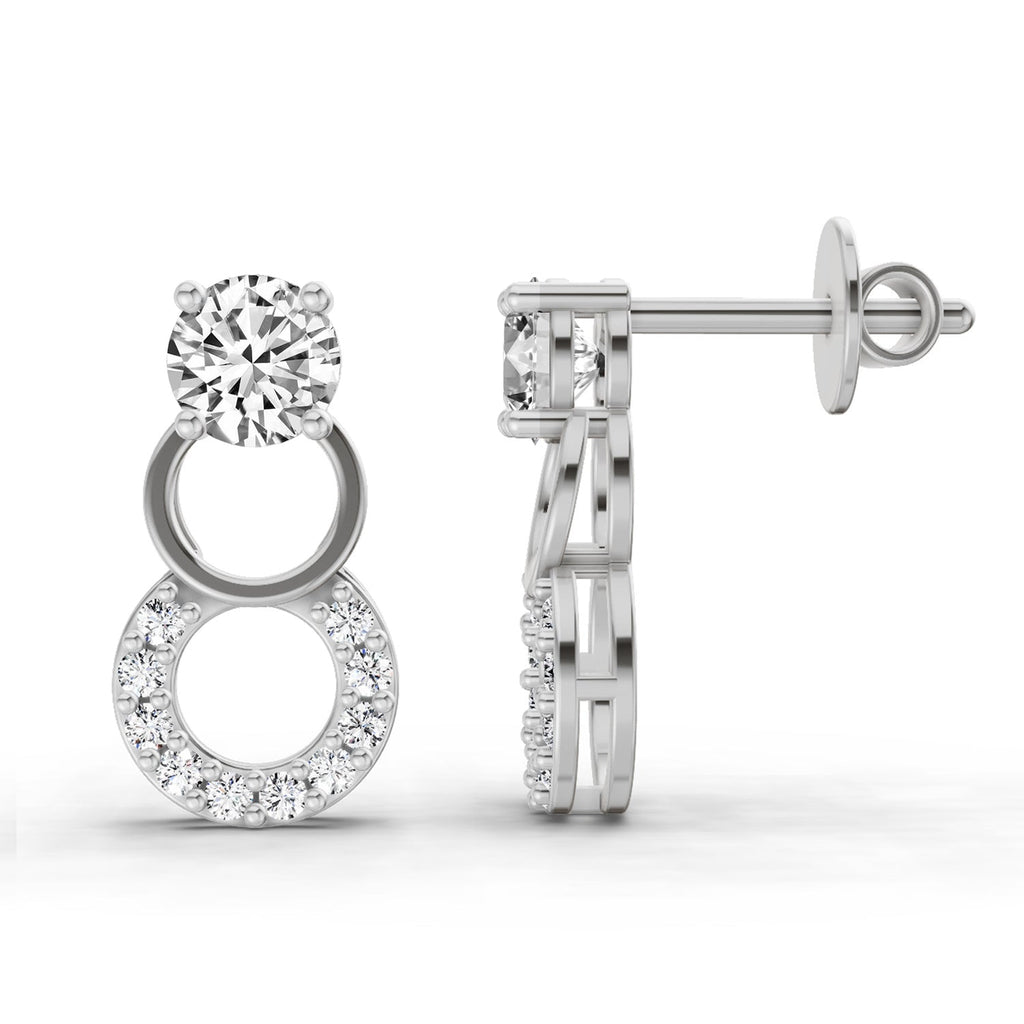 Shimmering Circle Diamond Drop Earrings