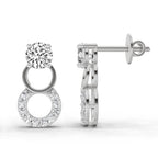 Shimmering Circle Diamond Drop Earrings