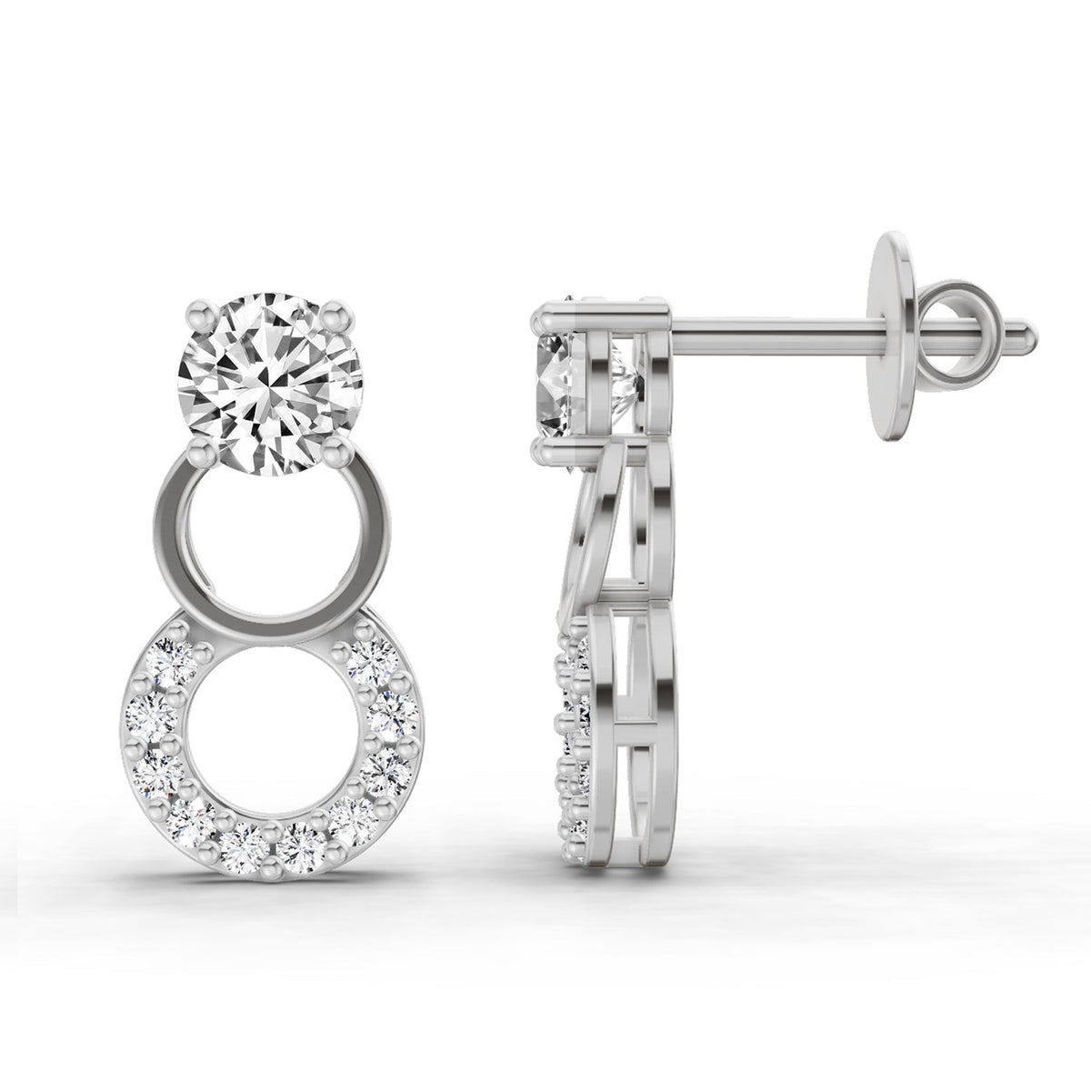 Shimmering Circle Diamond Drop Earrings