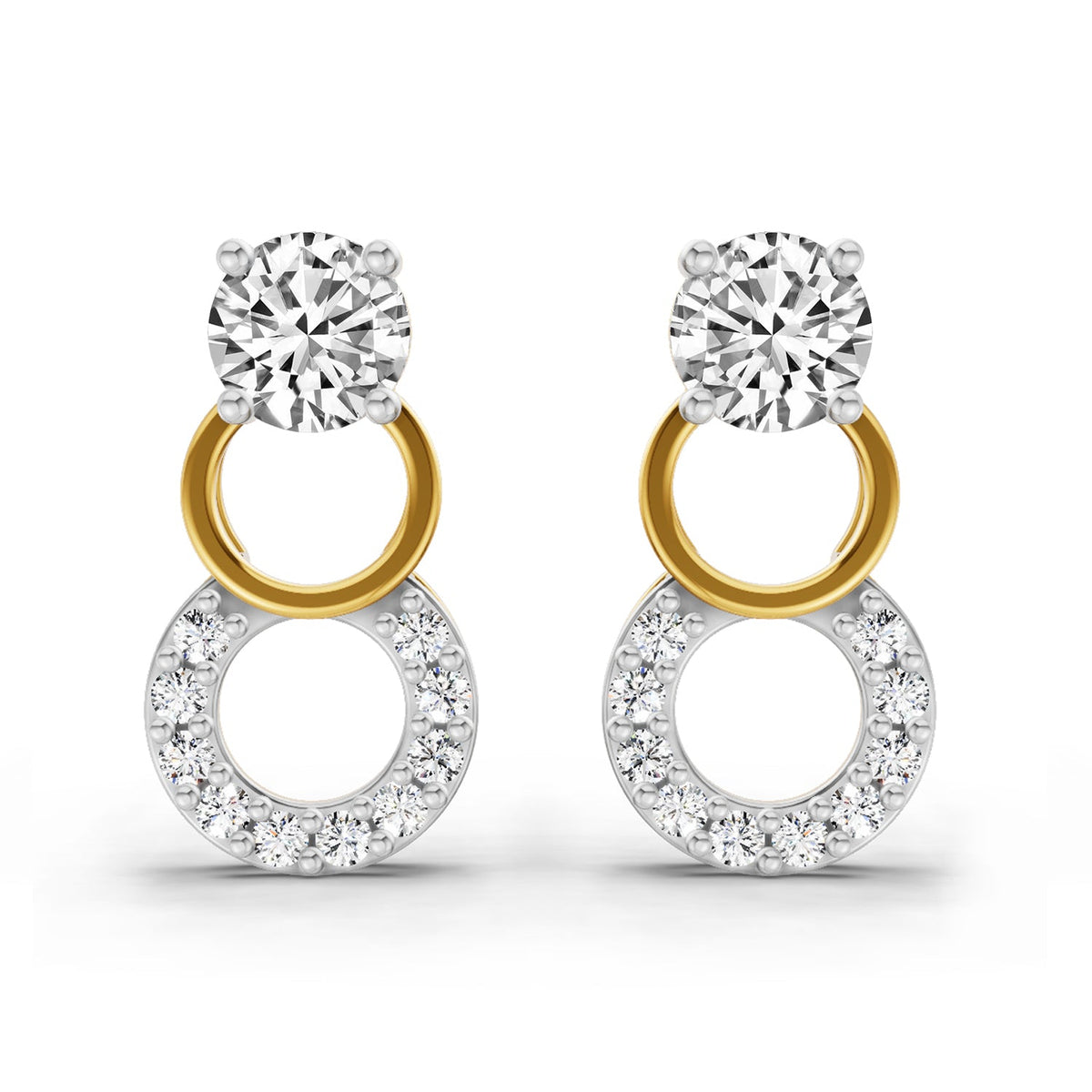 0.71 Carat Round Dangle Earrings 14K