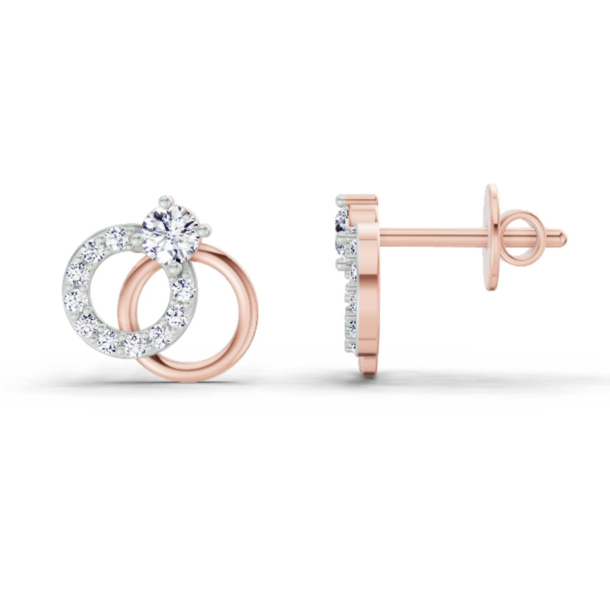 Pristine Circle Diamond Stud Earrings