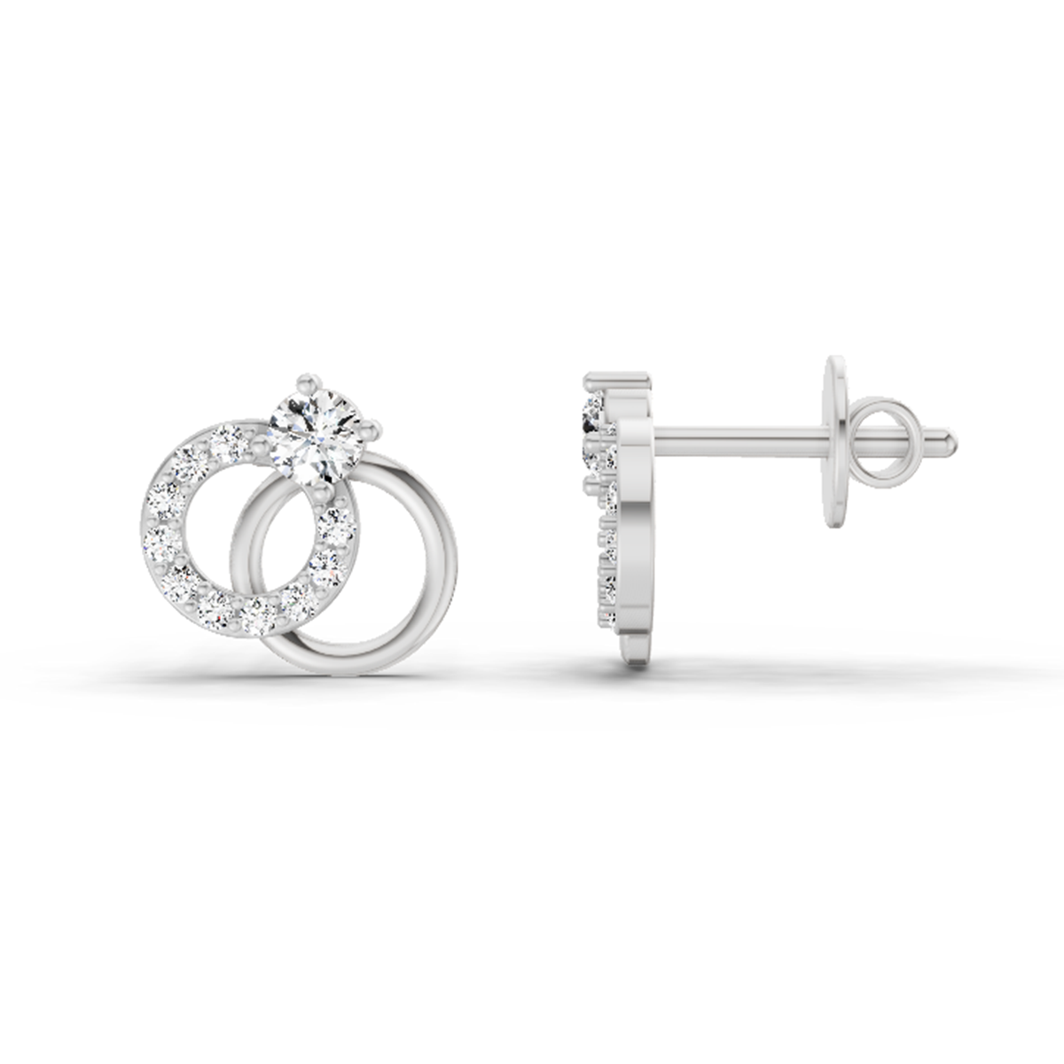 Pristine Circle Diamond Stud Earrings
