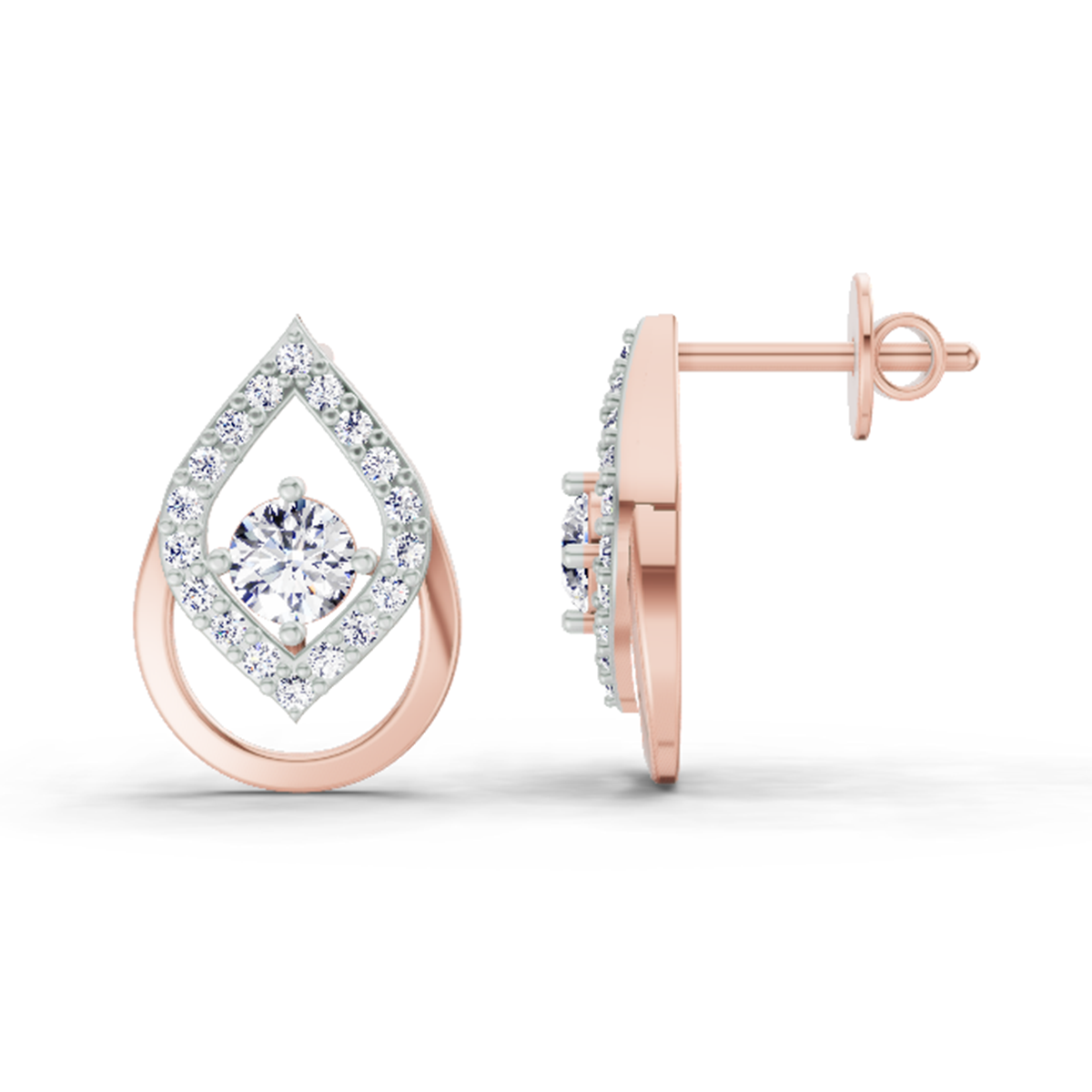 Dazzling Pear Halo Diamond Stud Earrings