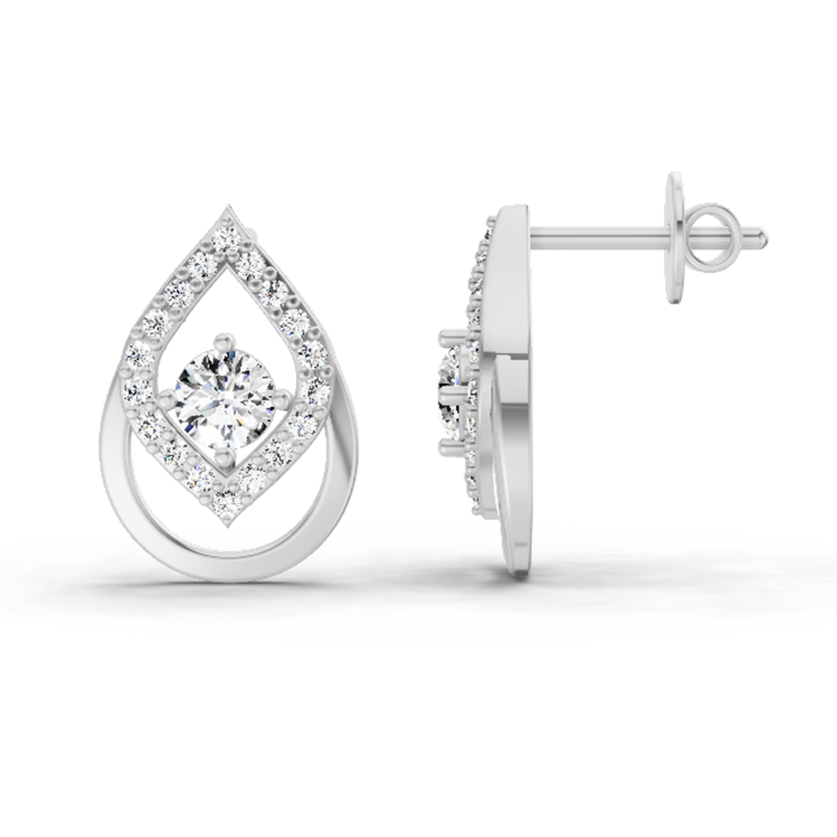 Dazzling Pear Halo Diamond Stud Earrings
