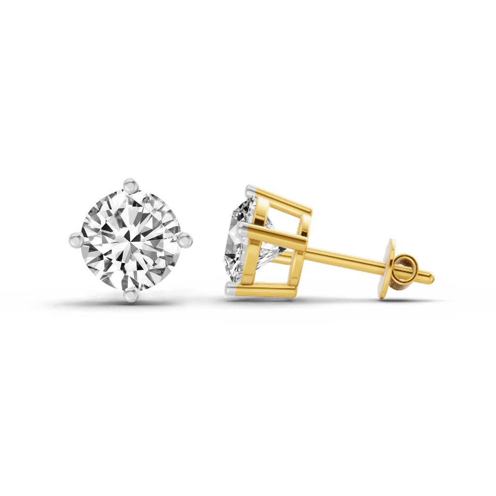 2.28 Carat 4 Prong Solitaire Diamond Stud Earrings 14K