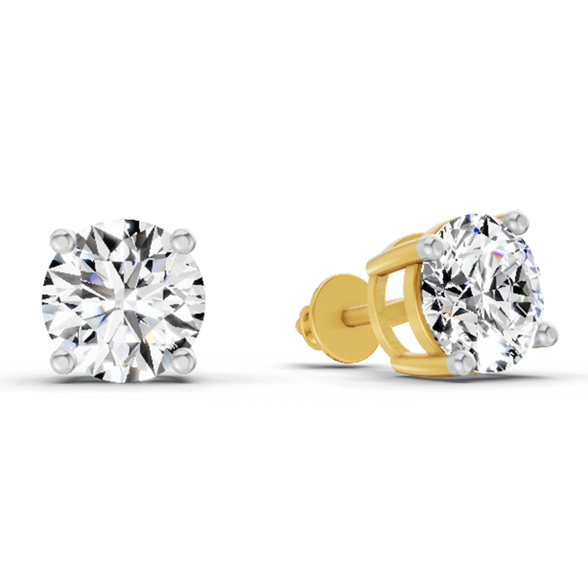 2.46 Carat 4 Prong Solitaire Diamond Stud Earrings 14K
