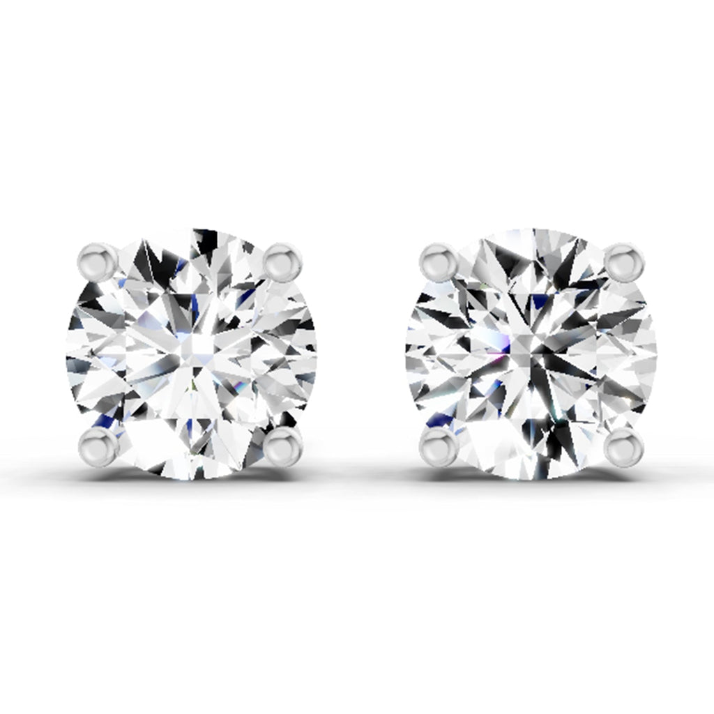 2.46 Carat 4 Prong Solitaire Diamond Stud Earrings 14K