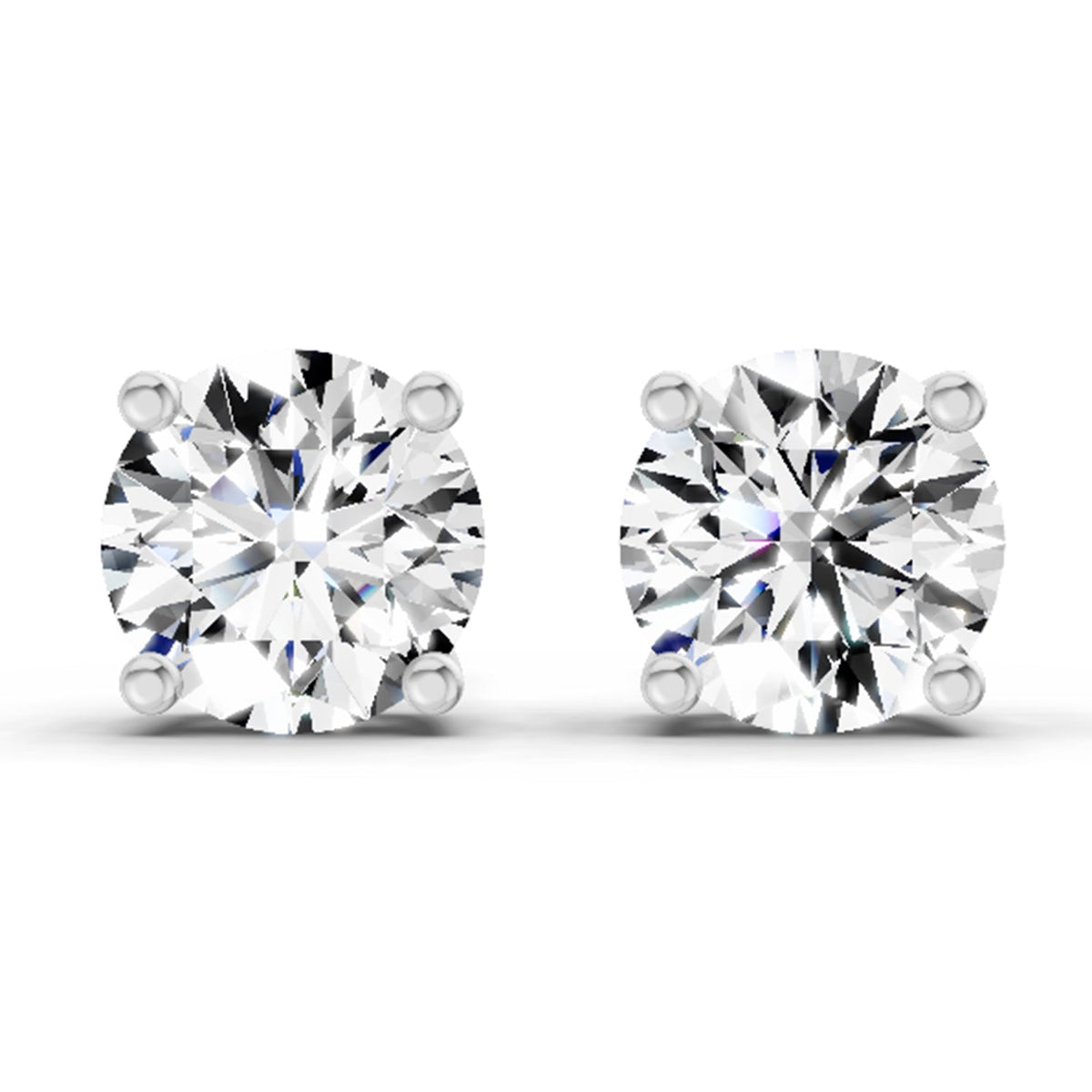 2.46 Carat 4 Prong Solitaire Diamond Stud Earrings 14K