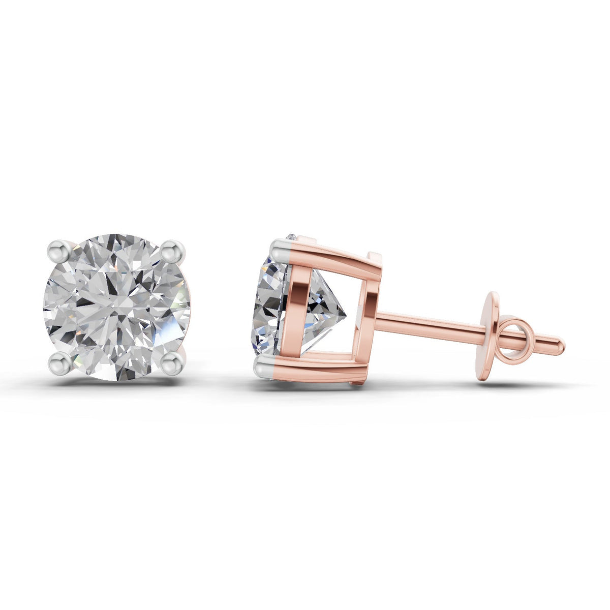 Gleaming Solitaire Diamond Stud Earrings