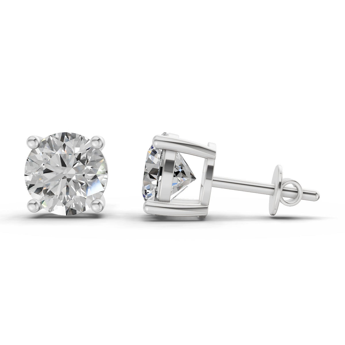 Gleaming Solitaire Diamond Stud Earrings