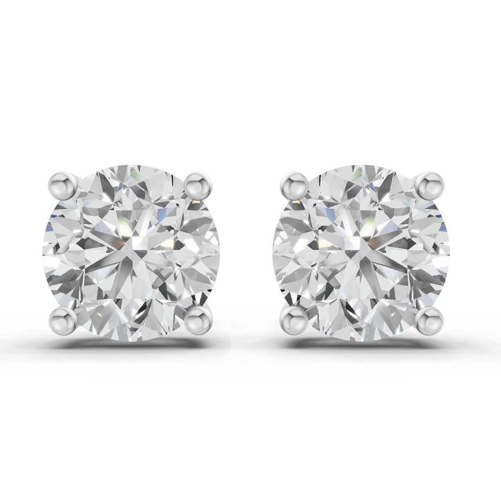 2.54 Carat 4 Prong Solitaire Diamond Stud Earrings 14K