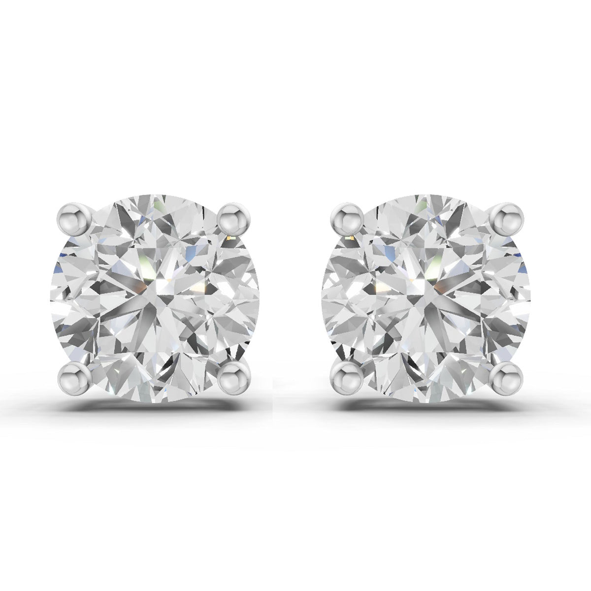 2.54 Carat 4 Prong Solitaire Diamond Stud Earrings 14K