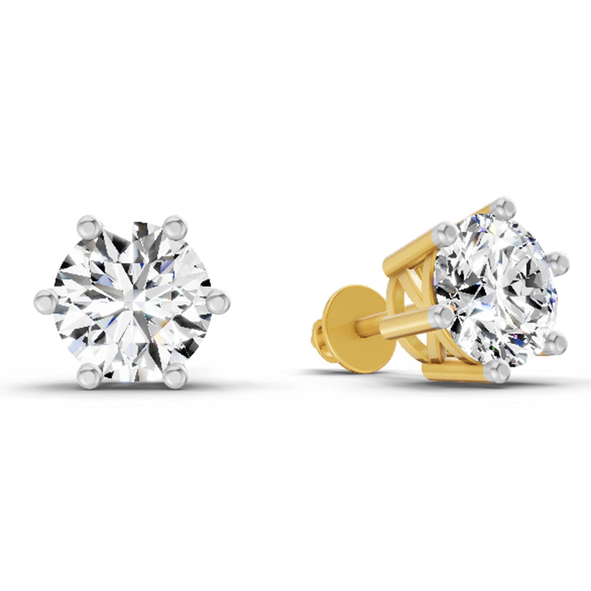 2.39 Carat 6 Prong Solitaire Diamond Stud Earrings 14K