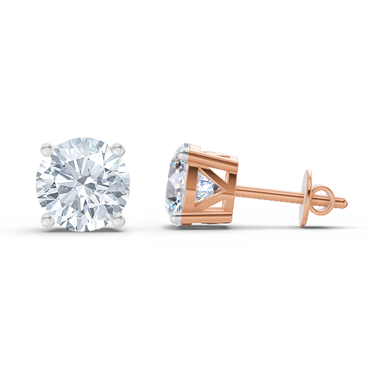 Glistening Solitaire Diamond Stud Earrings