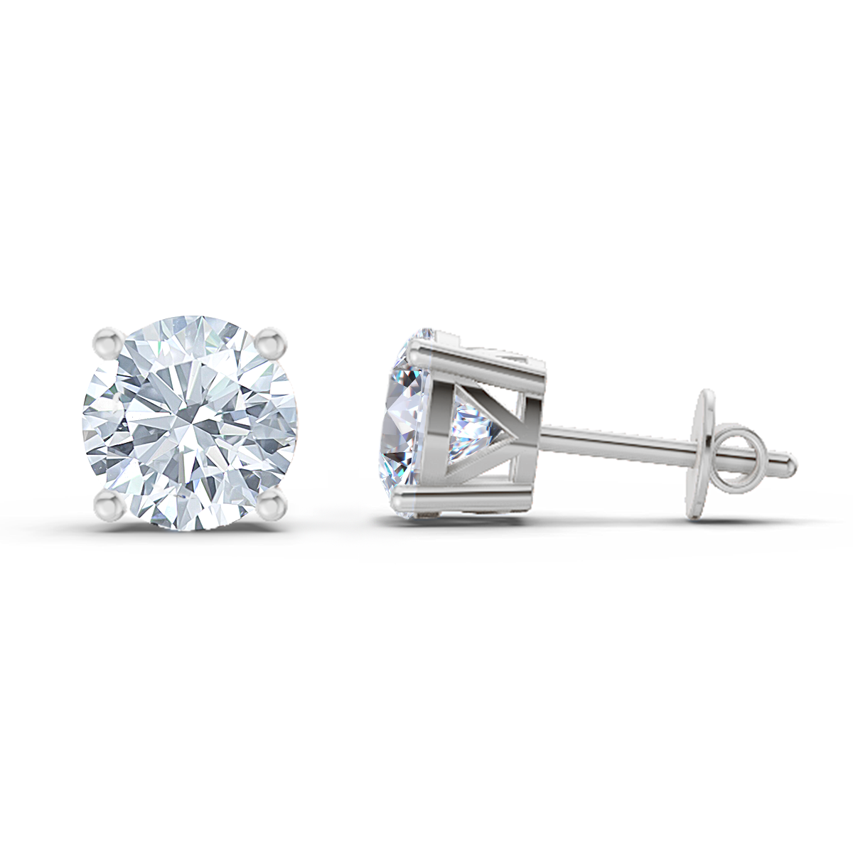 Glistening Solitaire Diamond Stud Earrings