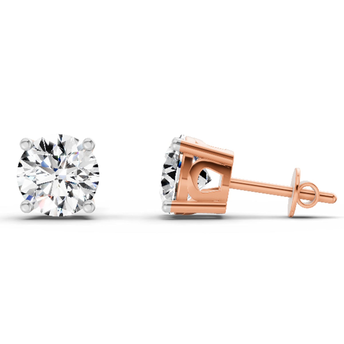 Radiant Solitaire Diamond Stud Earrings