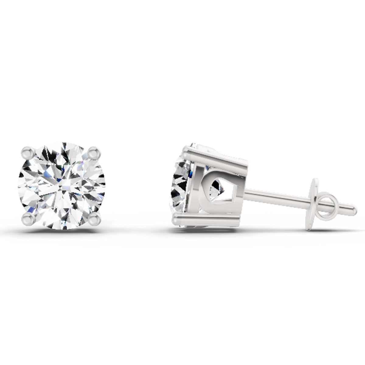 Radiant Solitaire Diamond Stud Earrings