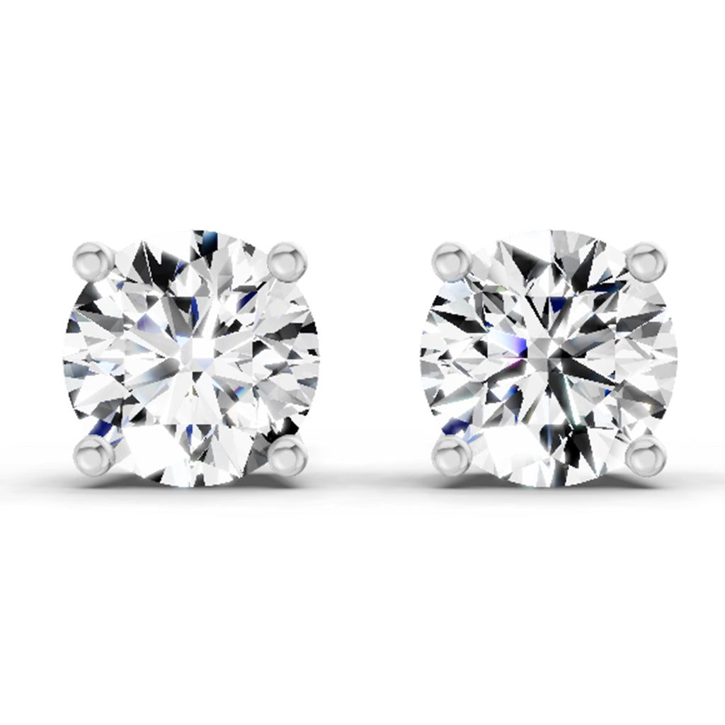 2.39 Carat 4 Prong Solitaire Diamond Stud Earrings 14K