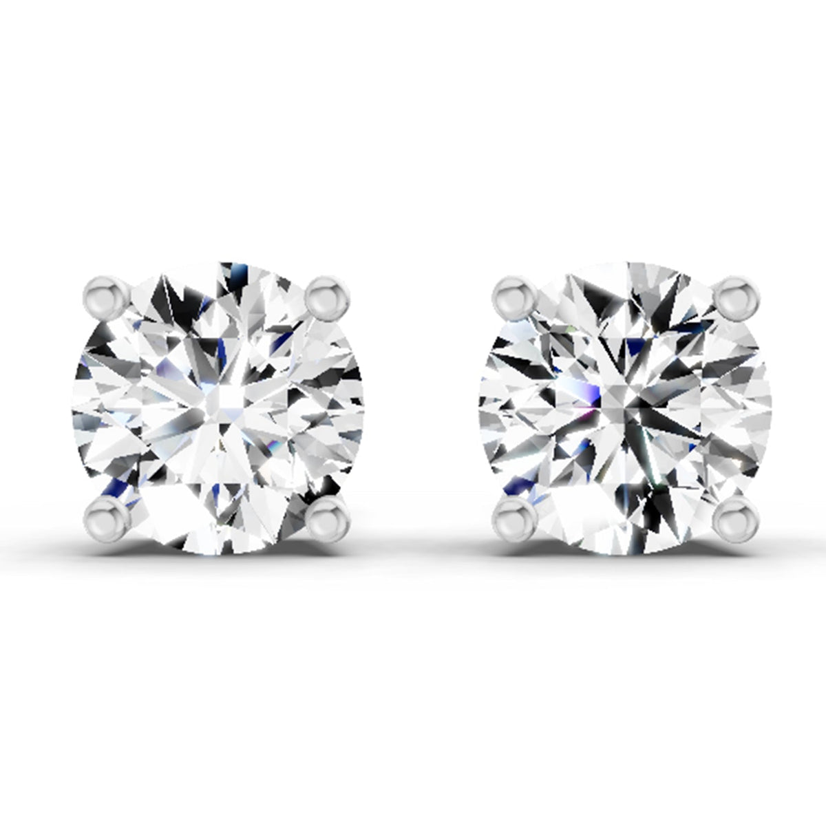 2.39 Carat 4 Prong Solitaire Diamond Stud Earrings 14K