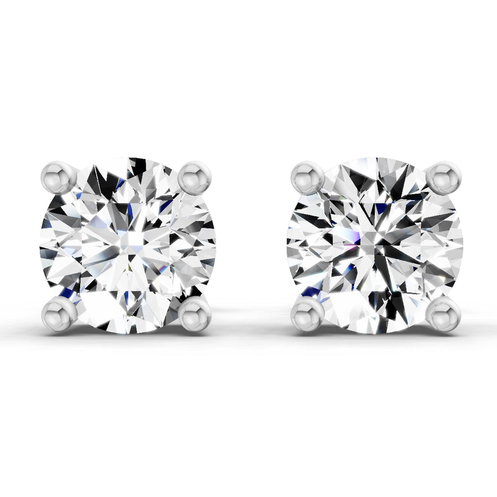 2.39 Carat 4 Prong Solitaire Diamond Stud Earrings 14K