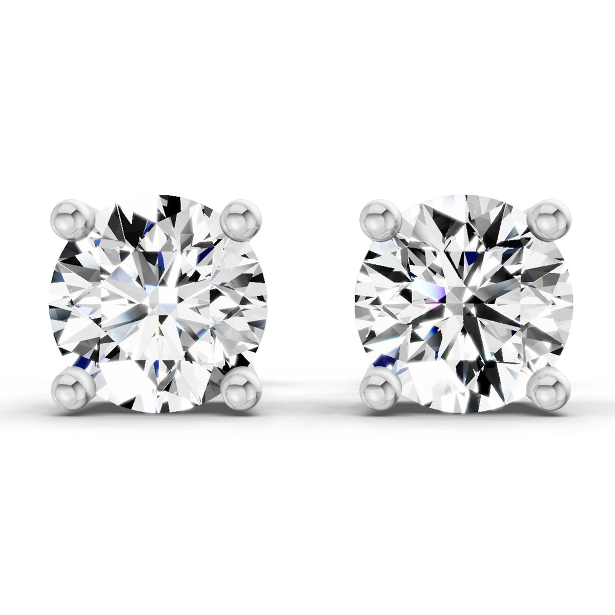 2.39 Carat 4 Prong Solitaire Diamond Stud Earrings 14K