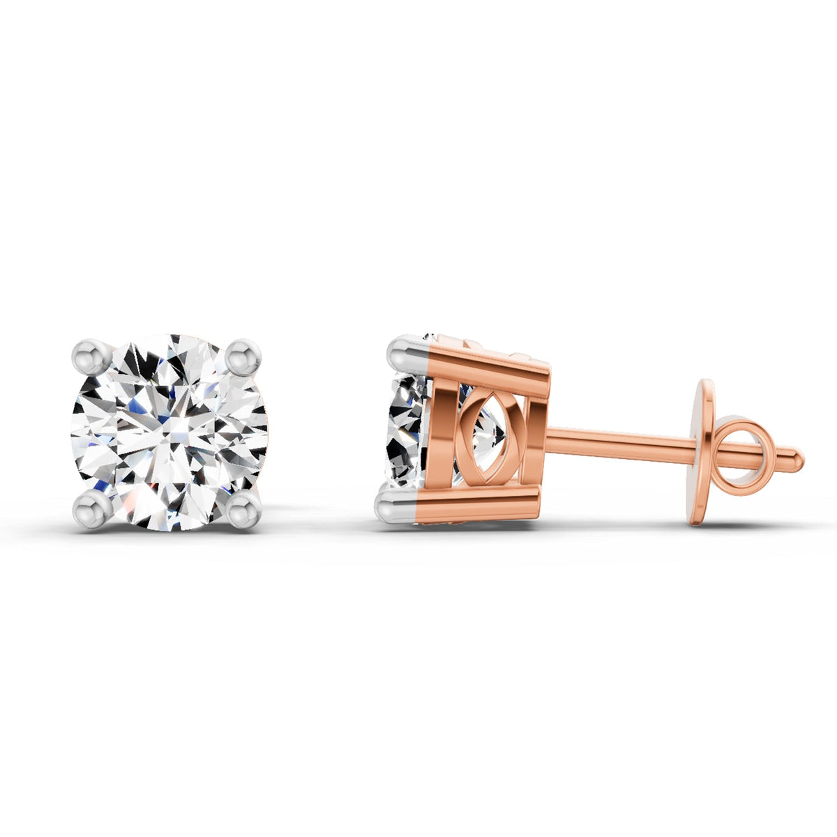 Lustrous Solitaire Diamond Stud Earrings