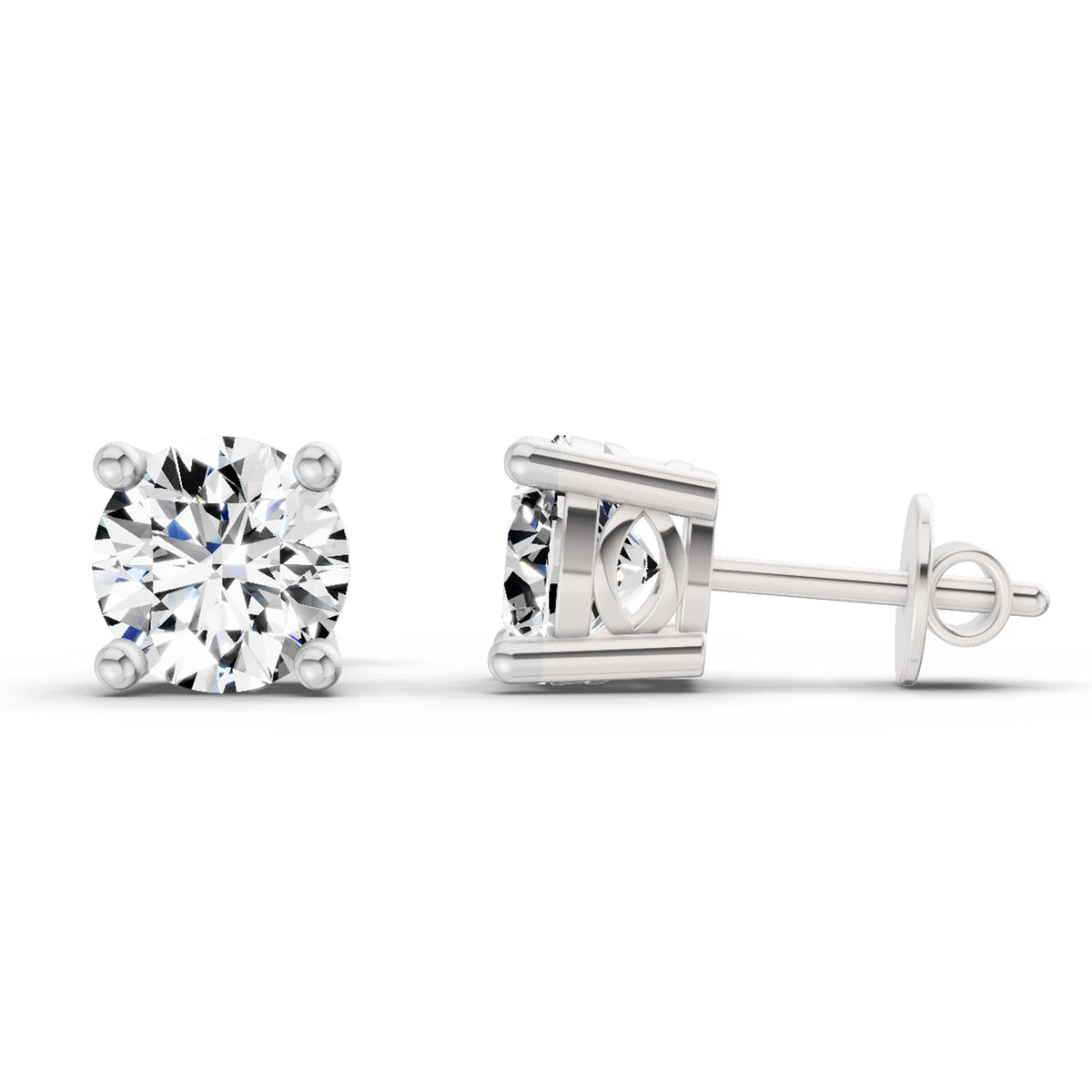 Lustrous Solitaire Diamond Stud Earrings