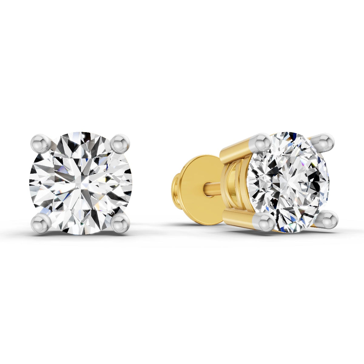 2.46 Carat 4 Prong Solitaire Diamond Stud Earrings 14K