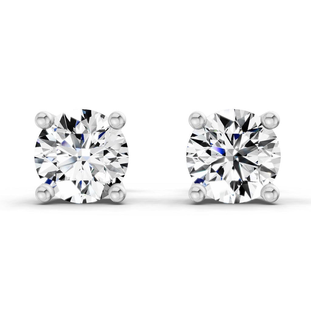 2.46 Carat 4 Prong Solitaire Diamond Stud Earrings 14K
