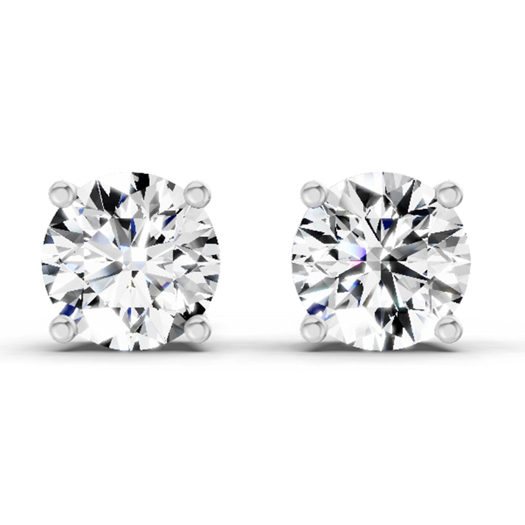 2.28 Carat 4 Prong Solitaire Diamond Stud Earrings 14K