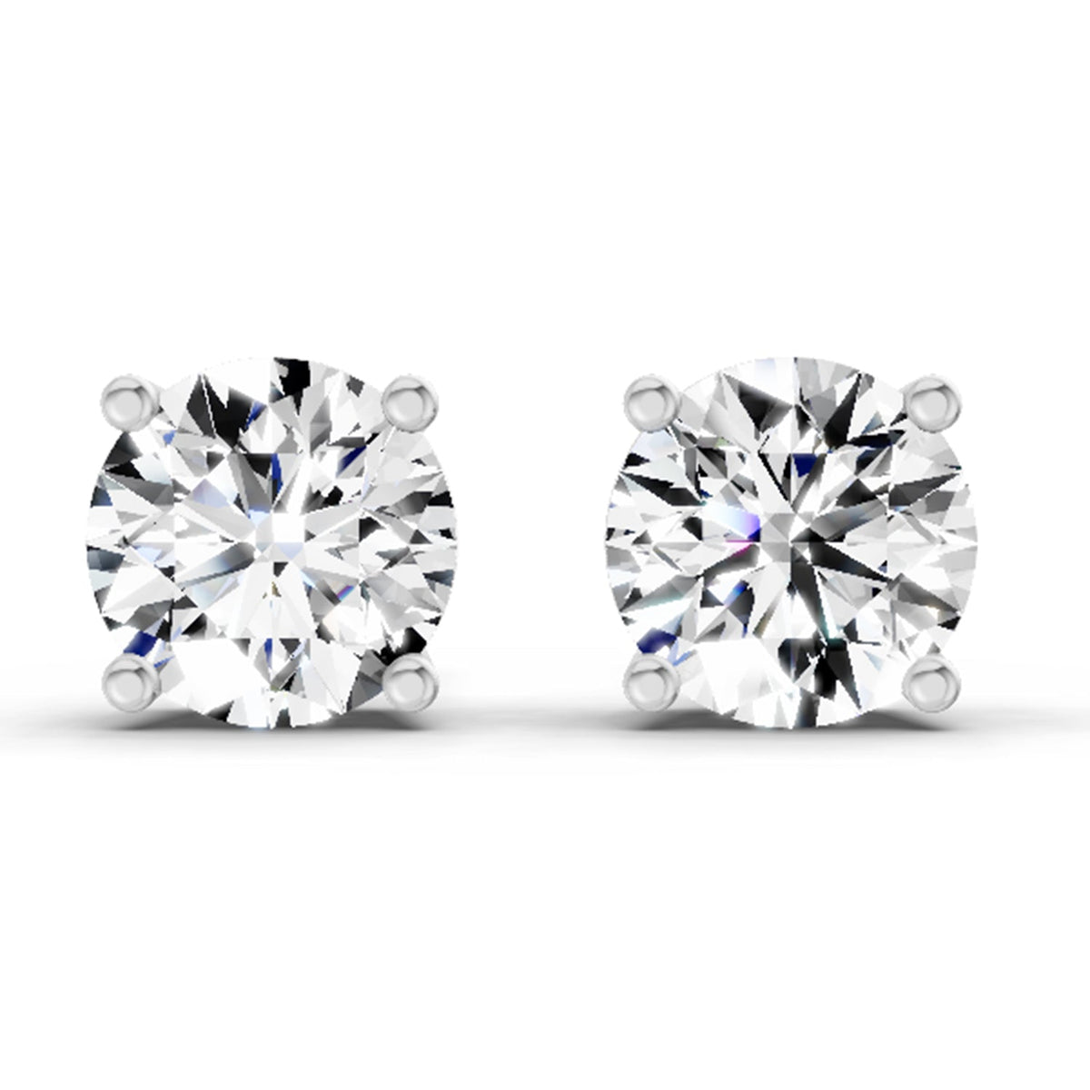 2.28 Carat 4 Prong Solitaire Diamond Stud Earrings 14K