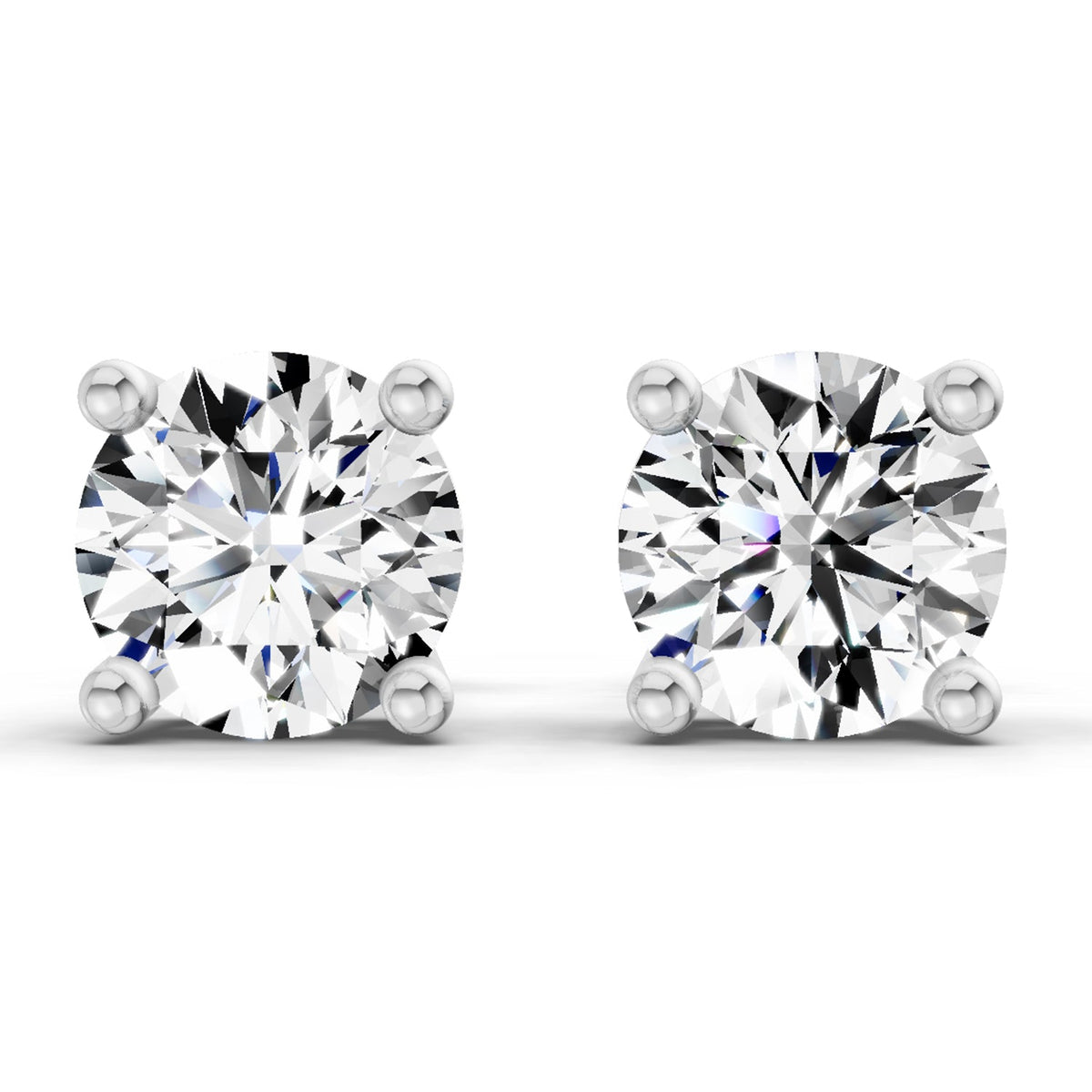 2.28 Carat 4 Prong Solitaire Diamond Stud Earrings 14K