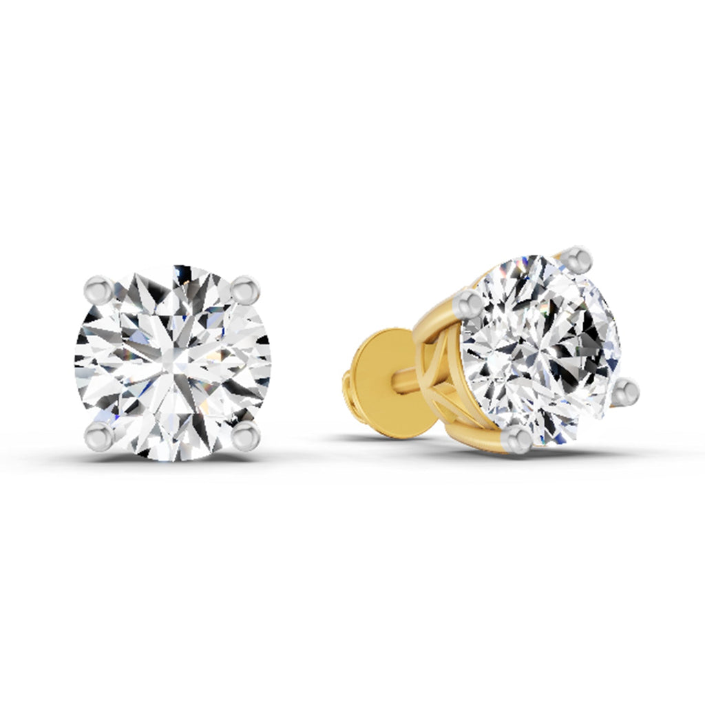 2.28 Carat 4 Prong Solitaire Diamond Stud Earrings 14K