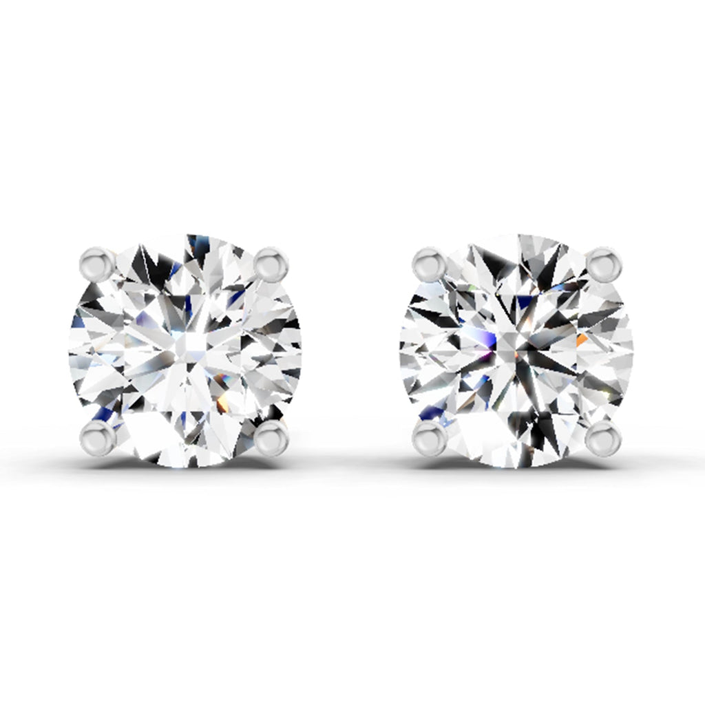 2.28 Carat 4 Prong Solitaire Diamond Stud Earrings 14K