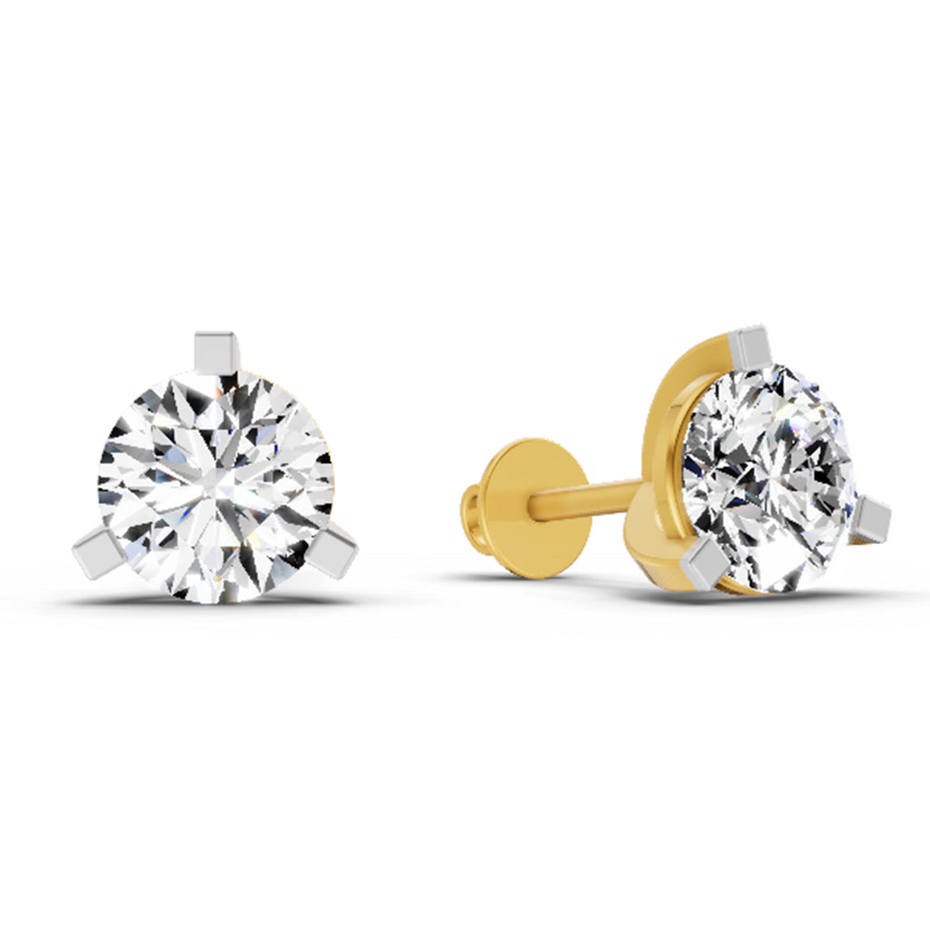 2.28 Carat 3 Prong Solitaire Diamond Stud Earrings 14K