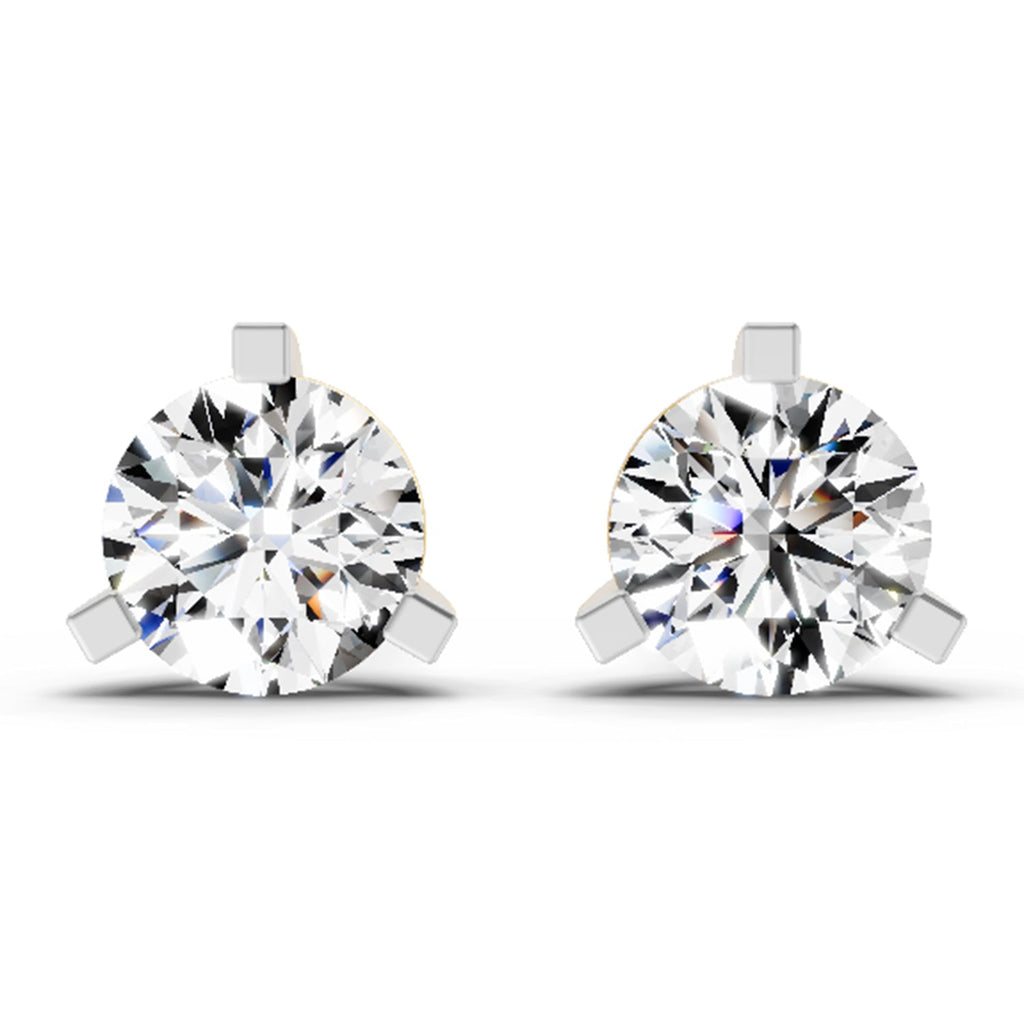 2.28 Carat 3 Prong Solitaire Diamond Stud Earrings 14K