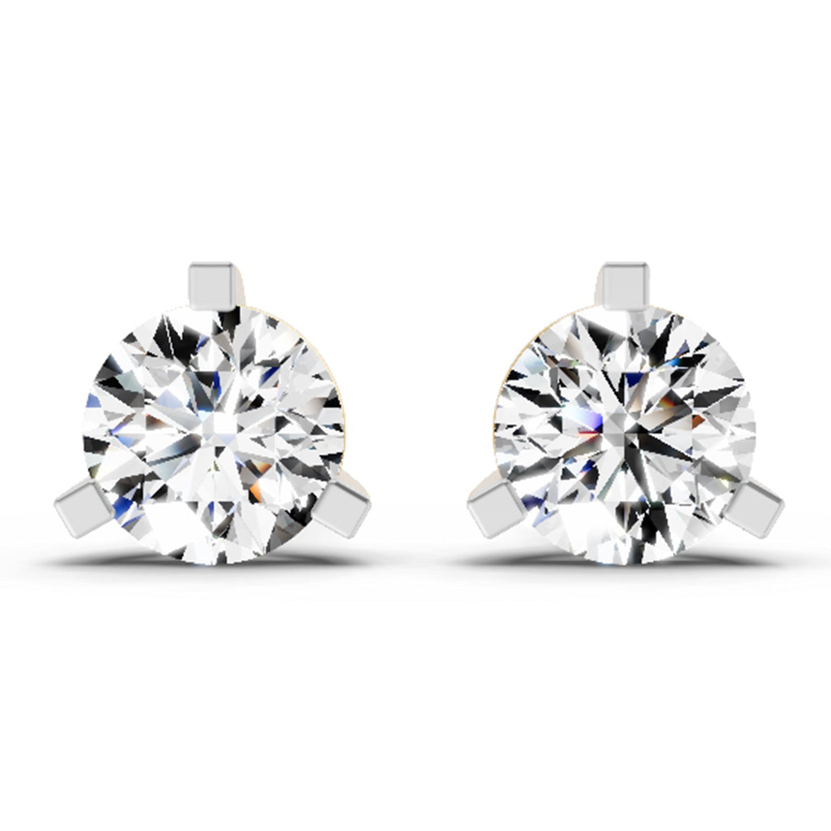 2.28 Carat 3 Prong Solitaire Diamond Stud Earrings 14K