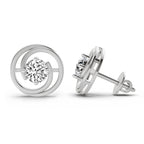 Exquisite Circle Solitaire Diamond Stud Earrings