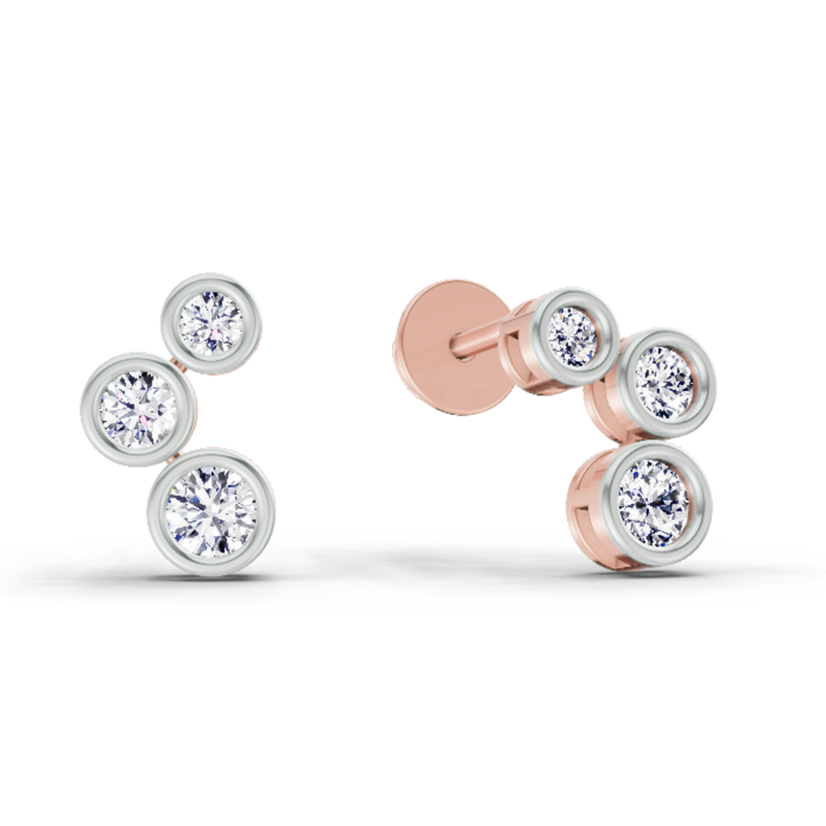 Glistening Bezel Diamond Stud Earrings
