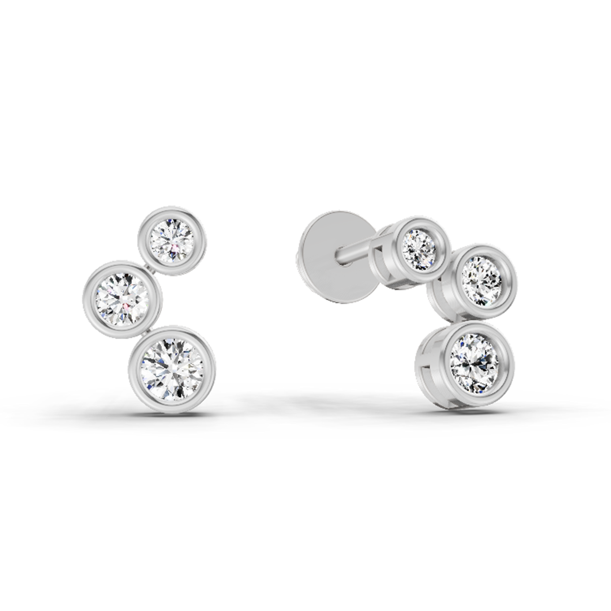 Glistening Bezel Diamond Stud Earrings