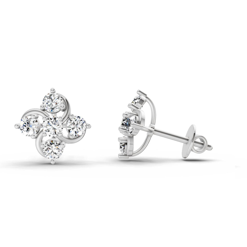 Majestic Floral Diamond Stud Earrings