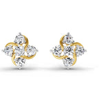 0.69 Carat Round Flower Stud Earrings 14K